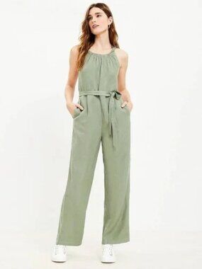 NWT LOFT Belted Scoop Neck Sleeveless Jumpsuit - XS